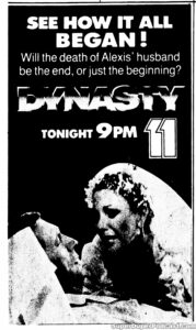 DYNASTY- Television guide ad.
November 19, 1985.