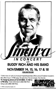 FRANK SINATRA- Newspaper ad. November 14, 1984.