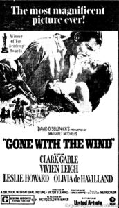 GONE WITH THE WIND- Newspaper ad. December 2, 1974. Caped Wonder Stuns City!