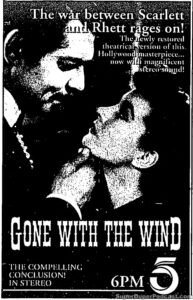 GONE WITH THE WIND- Television guide ad. November 10, 1991. Caped Wonder Stuns City!