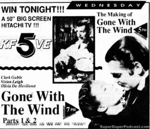 GONE WITH THE WIND- Television guide ad. November 27, 1991. Caped Wonder Stuns City!