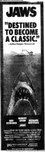 JAWS- Newspaper ad. November 9, 1975.