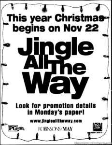 JINGLE ALL THE WAY- Newspaper ad. November 8, 1996.