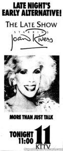 JOAN RIVERS- Television guide ad. November 3, 1986.