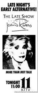 JOAN RIVERS- Television guide ad. November 5, 1986.