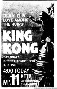 KING KONG- Television guide ad. November 9, 1975.