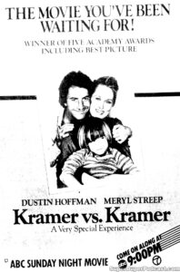 KRAMER VS. KRAMER- Television guide ad. November 7, 1982.