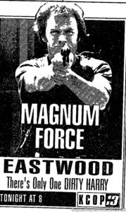 MAGNUM FORCE- Television guide ad. November 12, 1991. Caped Wonder Stuns City!