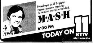 MASH- Television guide ad. November 11, 1979. Caped Wonder Stuns City!