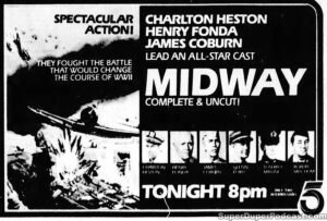 MIDWAY- Television guide ad. November 4, 1982. Caped Wonder Stuns City!