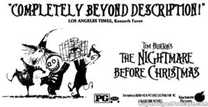 THE NIGHTMARE BEFORE CHRISTMAS- Newspaper ad.
December 1, 1993.
Caped Wonder Stuns City!