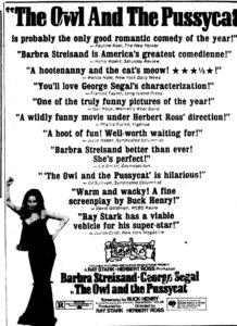 THE OWL AND THE PUSSYCAT- Newspaper ad. November 20, 1970.