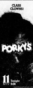 PORKY'S- Television guide ad. November 5, 1986.