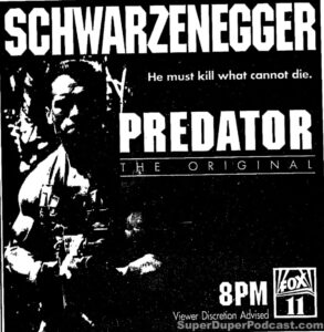 PREDATOR- Television guide ad. November 6, 1991.