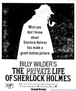 THE PRIVATE LIFE OF SHERLOCK HOLMES- Newspaper ad. November 1, 1970. Caped Wonder Stuns City!