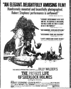 THE PRIVATE LIFE OF SHERLOCK HOLMES- Newspaper ad. November 9, 1970.