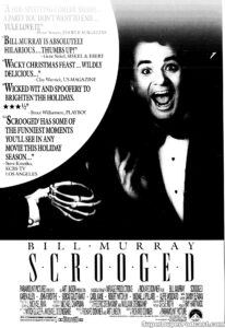 SCROOGED- Newspaper ad. December 2, 1988. Caped Wonder Stuns City!