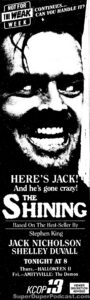 THE SHINING- Television guide ad.
November 13, 1986.