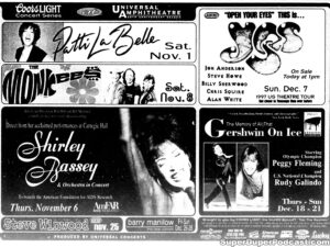 SHIRLEY BASSEY- Newspaper ad. November 6, 1997.