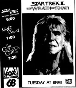 STAR TREK II THE WRATH OF KHAN- Television guide ad. November 12, 1991. Caped Wonder Stuns City!