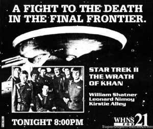 STAR TREK II THE WRATH OF KHAN- Television guide ad. November 19, 1991. Caped Wonder Stuns City!