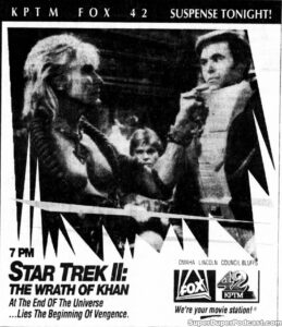 STAR TREK II THE WRATH OF KHAN- Television guide ad. November 6, 1991.