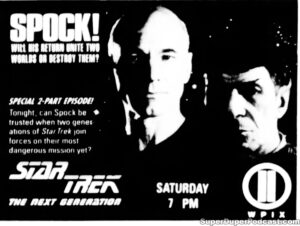 STAR TREK THE NEXT GENERATION season 5, episode 7, Unification Part I, television guide ad. November 9, 1991.