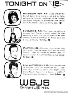 STAR TREK THE ORIGINAL SERIES season 1, episode 10, Dagger of the Mind, television guide ad. November 3, 1966.