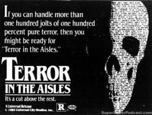 TERROR IN THE AISLES- Newspaper ad. November 6, 1984.