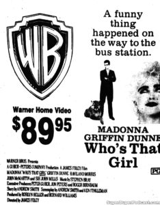 WHO'S THAT GIRL- Home video ad. November 27, 1987. Caped Wonder Stuns City!