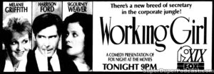 WORKING GIRL- Television guide ad. November 11, 1991. Caped Wonder Stuns City!