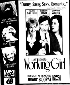 WORKING GIRL- Television guide ad. November 11, 1991. Caped Wonder Stuns City!