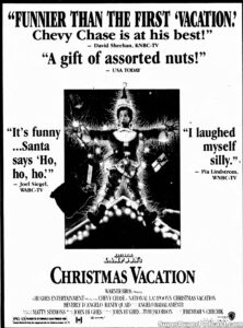 NATIONAL LAMPOON'S CHRISTMAS VACATION- Newspaper ad. December 7, 1989. Caped Wonder Stuns City!