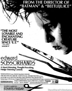 EDWARD SCISSORHANDS- Newspaper ad. December 14, 1990. Caped Wonder Stuns City!