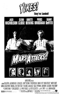 MARS ATTACKS- Newspaper ad. December 13, 1996. Caped Wonder Stuns City!