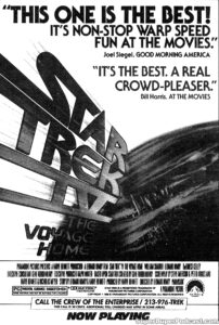 STAR TREK IV THE VOYAGE HOME- Newspaper ad. December 4, 1986.