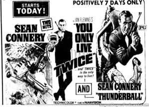 THUNDERBALL/YOU ONLY LIVE TWICE- Newspaper ad. December 15, 1972.