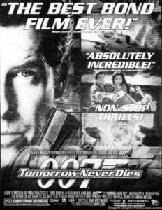TOMORROW NEVER DIES- Newspaper ad. December 19, 1997. Caped Wonder Stuns City!