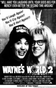 WAYNE'S WORLD 2- Newspaper ad. December 10, 1993. Caped Wonder Stuns City!