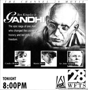 GHANDI- Television guide ad. January 29, 1991. Caped Wonder Stuns City!