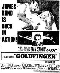GOLDFINGER- Newspaper ad.
January 9, 1965.
