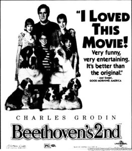 BEETHOVEN'S 2ND- Newspaper ad. February 10, 1994. Caped Wonder Stuns City!