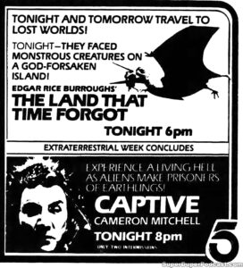 THE LAND THAT TIME FORGOT- Television guide ad. February 12, 1983.