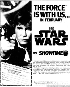 STAR WARS- Television guide ad.
February 15, 1983.
Caped Wonder Stuns City!