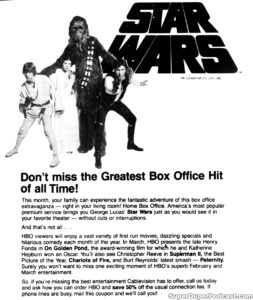 STAR WARS- Television guide ad. February 2, 1983. Caped Wonder Stuns City!