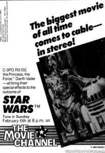 STAR WARS- Television guide ad. February 6, 1983. Caped Wonder Stuns City!