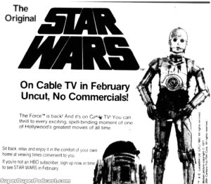 STAR WARS- Television guide ad. February 7, 1983. Caped Wonder Stuns City!