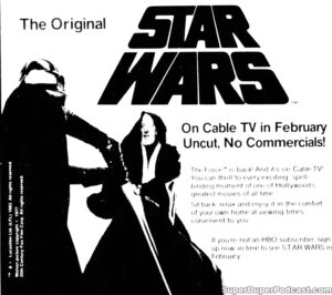 STAR WARS- Television guide ad. February 8, 1983. Caped Wonder Stuns City!