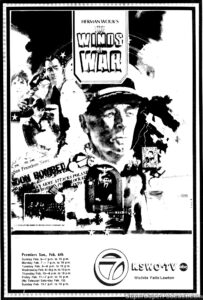 THE WINDS OF WAR- Television guide ad. February 6, 1983. Caped Wonder Stuns City!