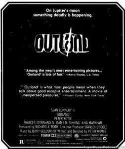 OUTLAND- Newspaper ad. May 31, 1981. Caped Wonder Stuns City!